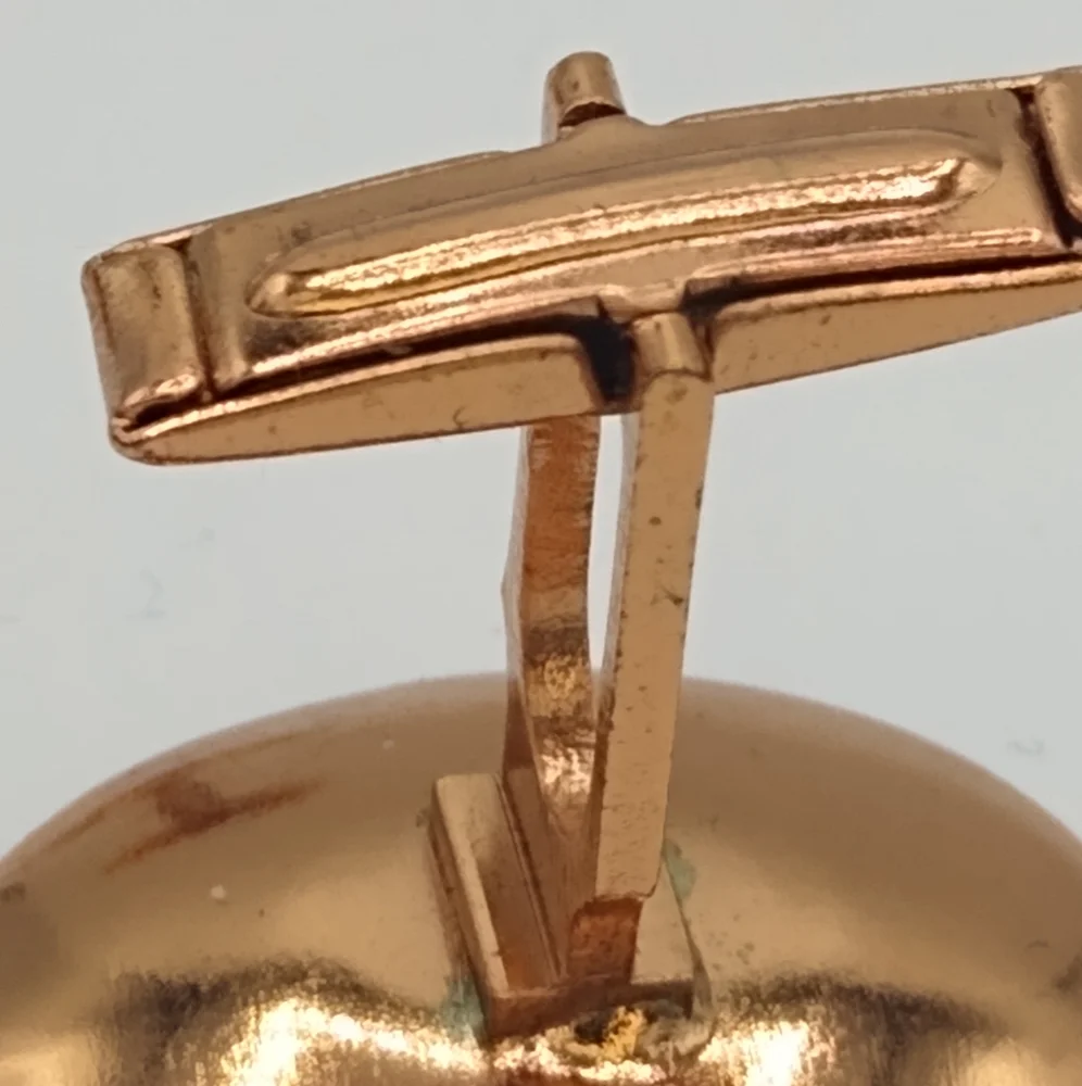 Onyx Center Copper Plated Cufflinks Midcentury Vintage
